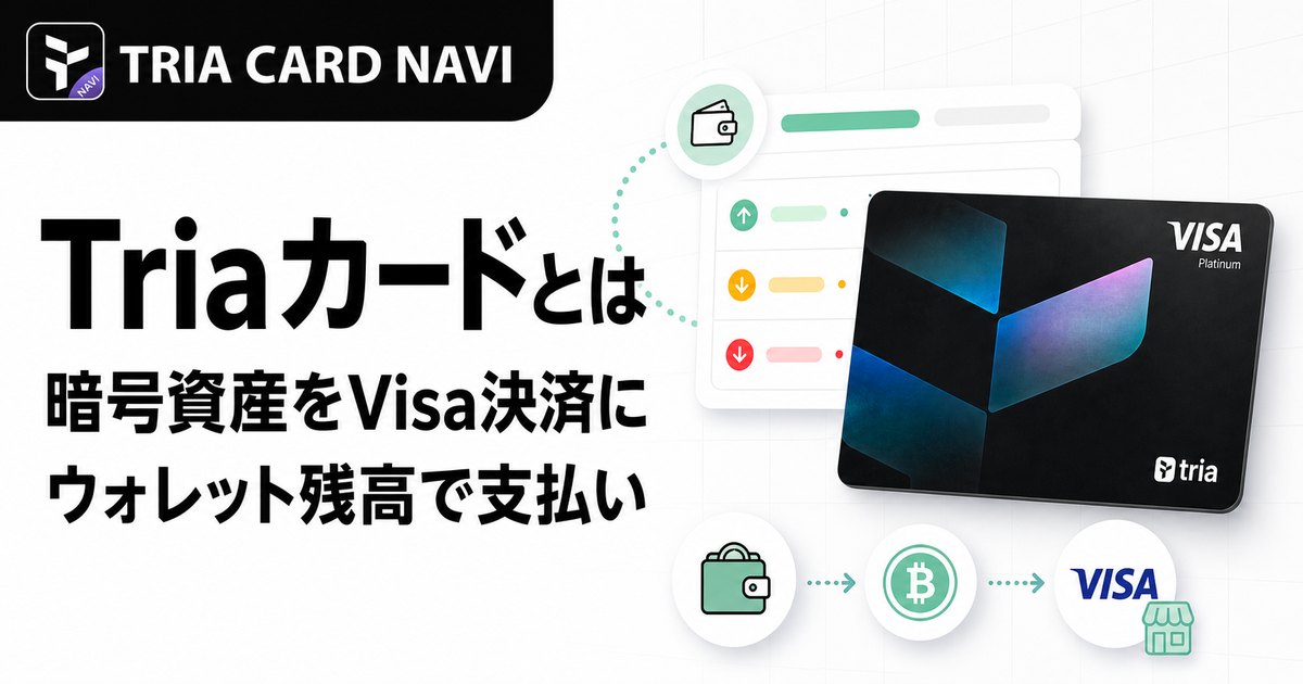 Triaカードとは、暗号資産をVisa決済に使いウォレット残高で支払う仕組みを説明する見出し画像